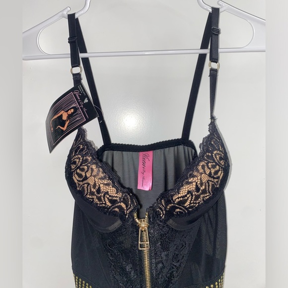 Leg Avenue Women's Vixen Mesh and Lace Zip Front Garter Dress Size M - Picture 7 of 9